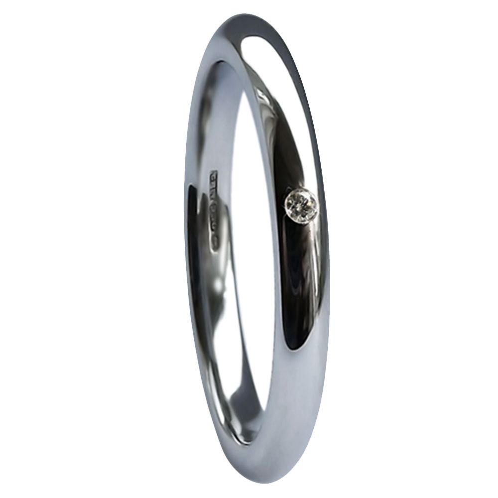 SALE 2mm 950 Palladium Extra Heavy Diamond Set Court Comfort Wedding Ring At Size M ( USA 6 )