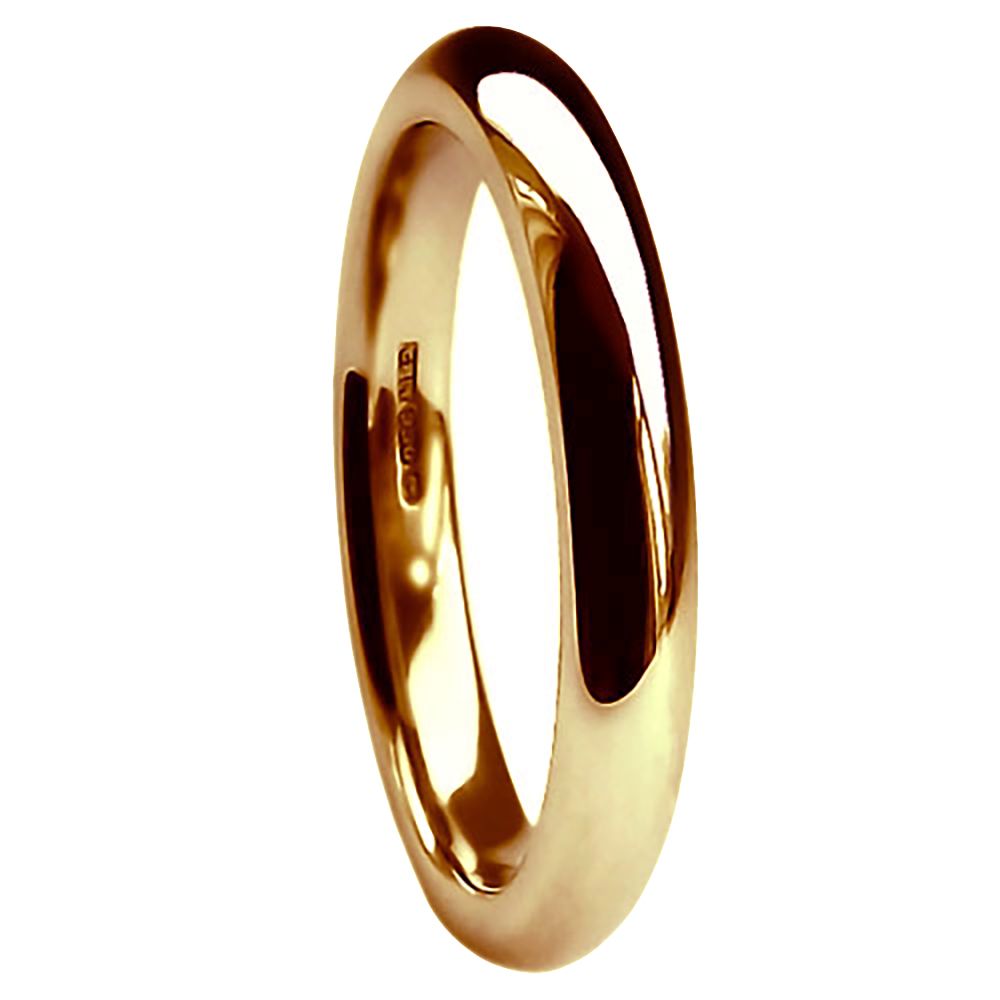 3mm 18ct Red Gold Extra Heavy Court Comfort Wedding Rings Bands