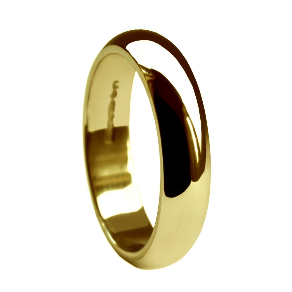 4mm 18ct Yellow Gold Extra Heavy D Shaped Wedding Rings Bands