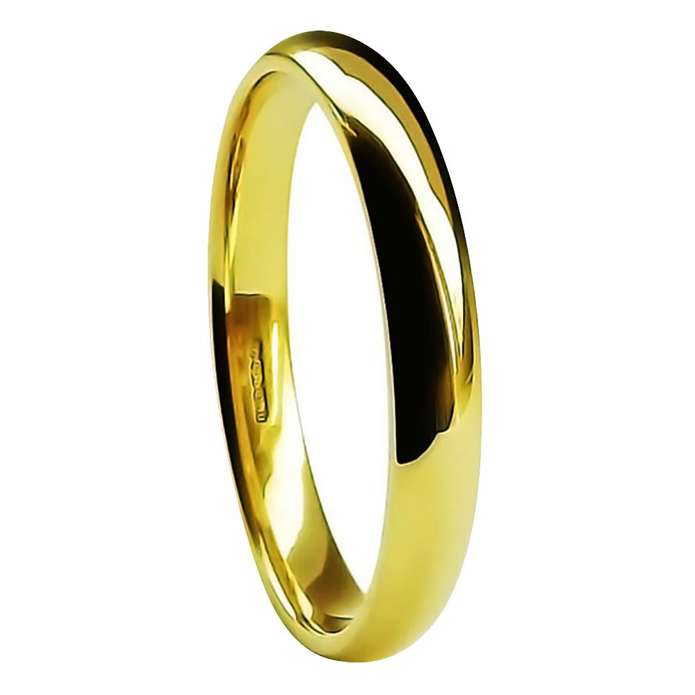 SALE 3mm 18ct Yellow Gold Light Court Comfort Wedding Ring At Size L.5