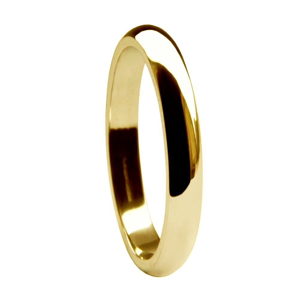 2.5mm 9ct Yellow Gold Heavy D Shaped Wedding Rings Bands
