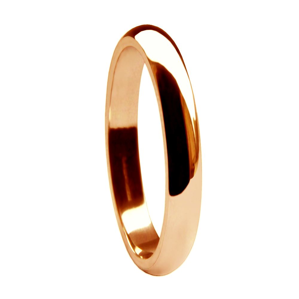 2mm 18ct Rose Gold Heavy D-Shape Wedding Rings Bands
