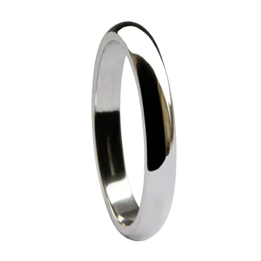 2mm 18ct White Gold Heavy D Profile Wedding Rings Bands