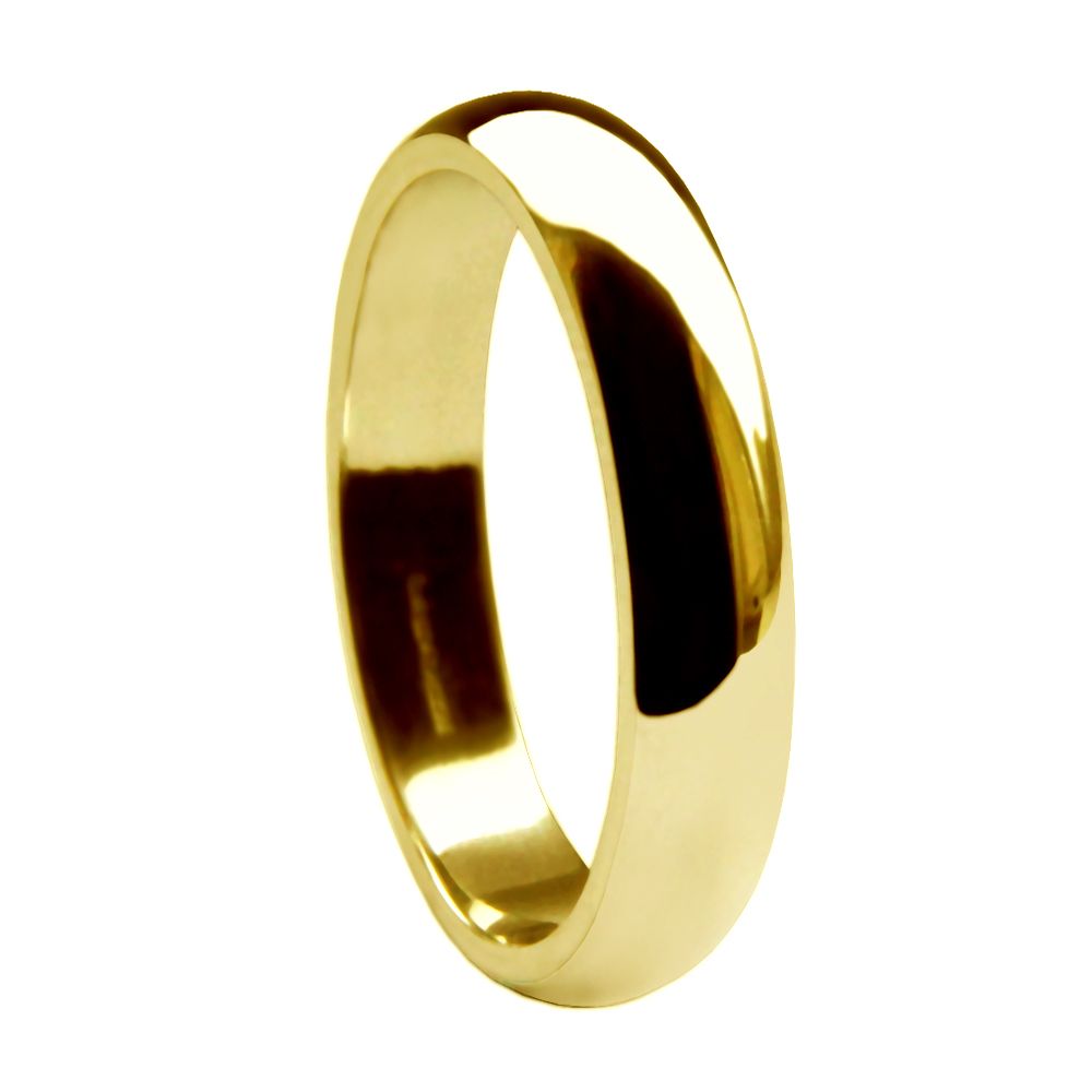 4mm 18ct Yellow Gold Heavy D Shaped Wedding Rings Bands