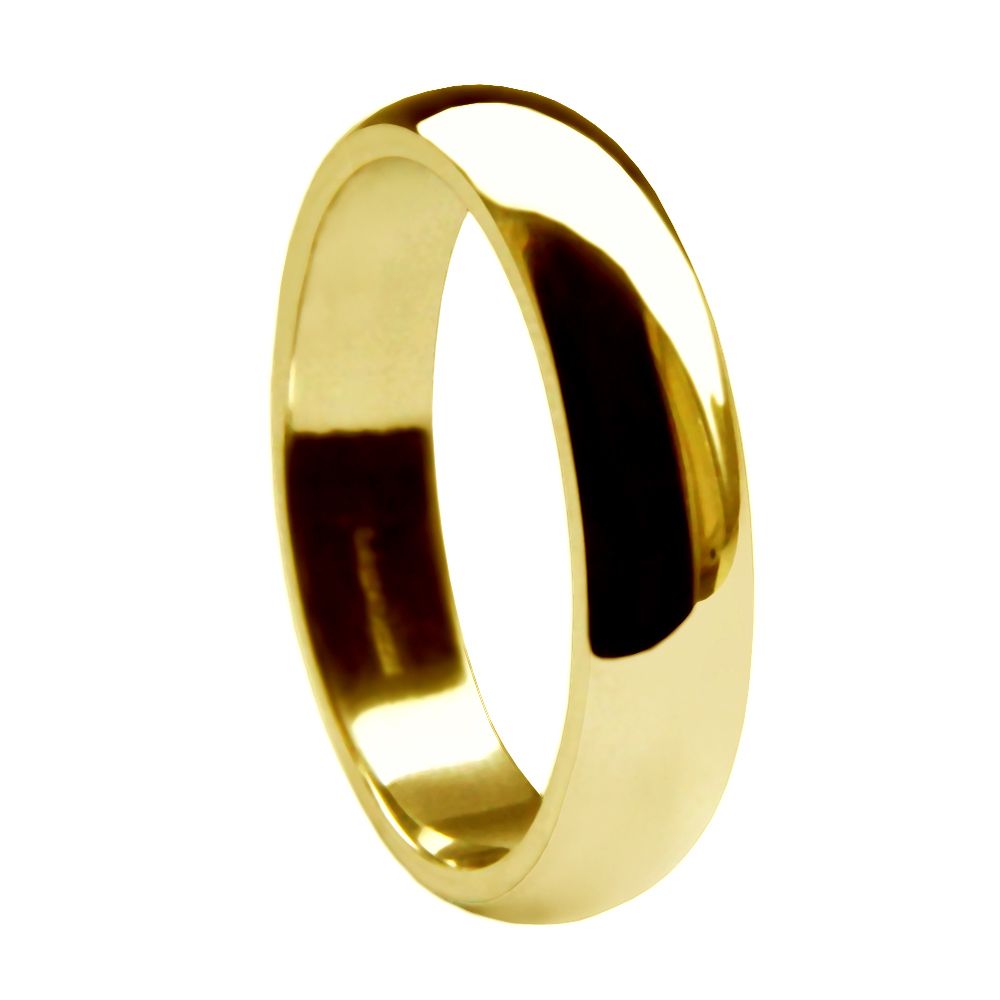 5mm 18ct Yellow Gold Heavy D Shaped Wedding Rings Bands