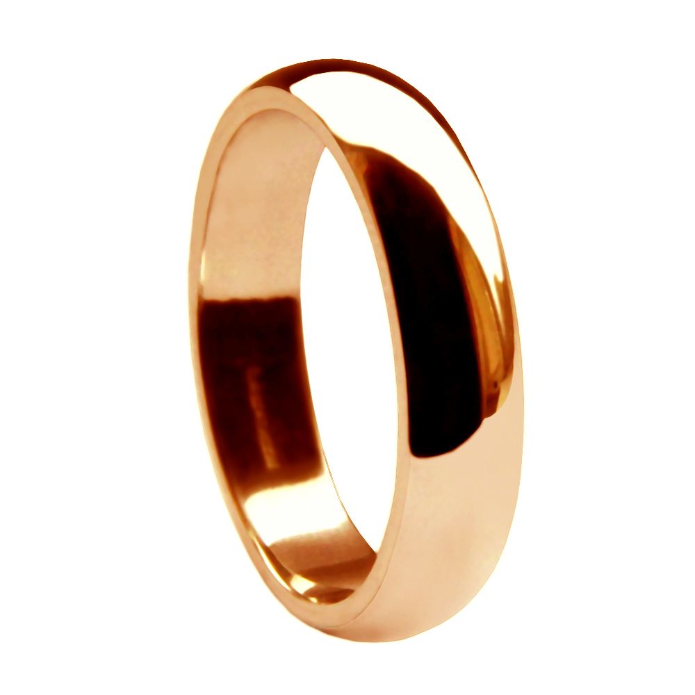 5mm 9ct Red Gold Heavy D-Shape Wedding Rings Bands