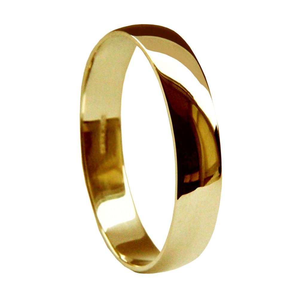 4mm 9ct Yellow Gold Light D Shaped Wedding Rings Bands