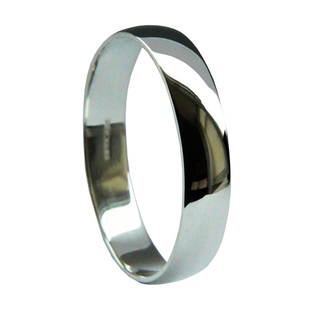 4mm 950 Platinum Medium D-Shape Wedding Rings Bands