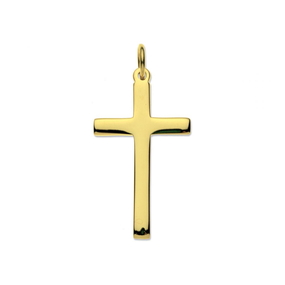 9ct Solid Gold Cross And Diamond Cut Fine Hanging Belcher Chain