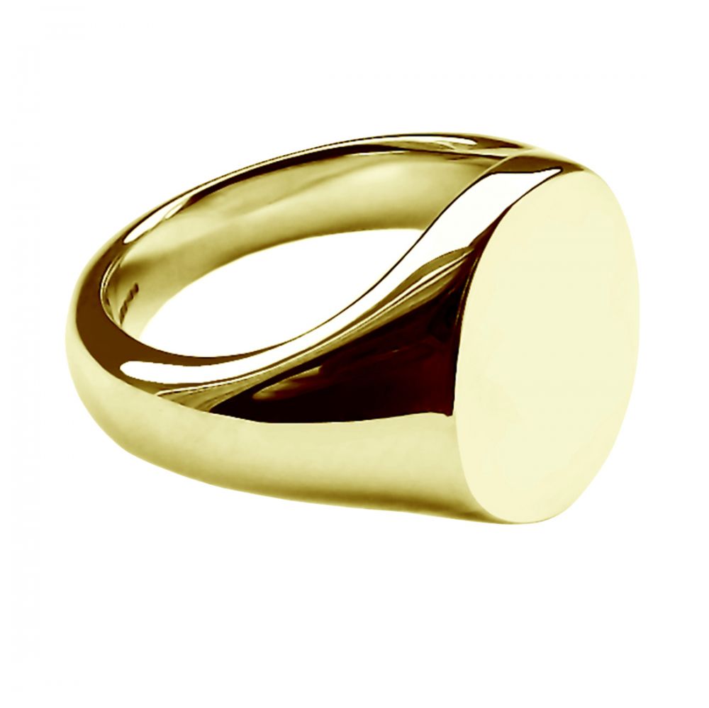 18ct Yellow Gold Unisex Bespoke Oval Signet Rings 14 x 12 x 2.75mm