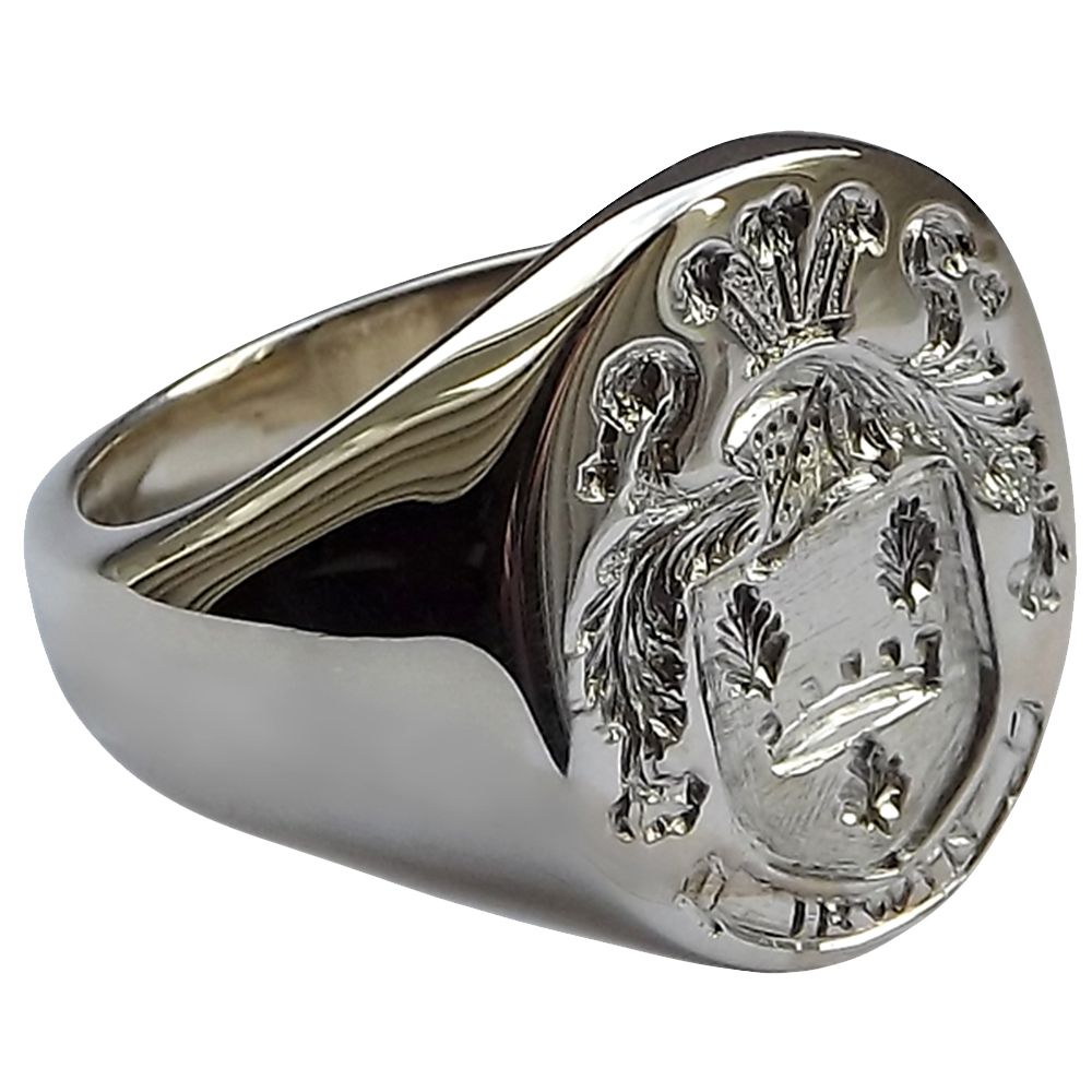 925 Sterling Silver Men's Large Oval Family Crest Signet Rings 20x16mm