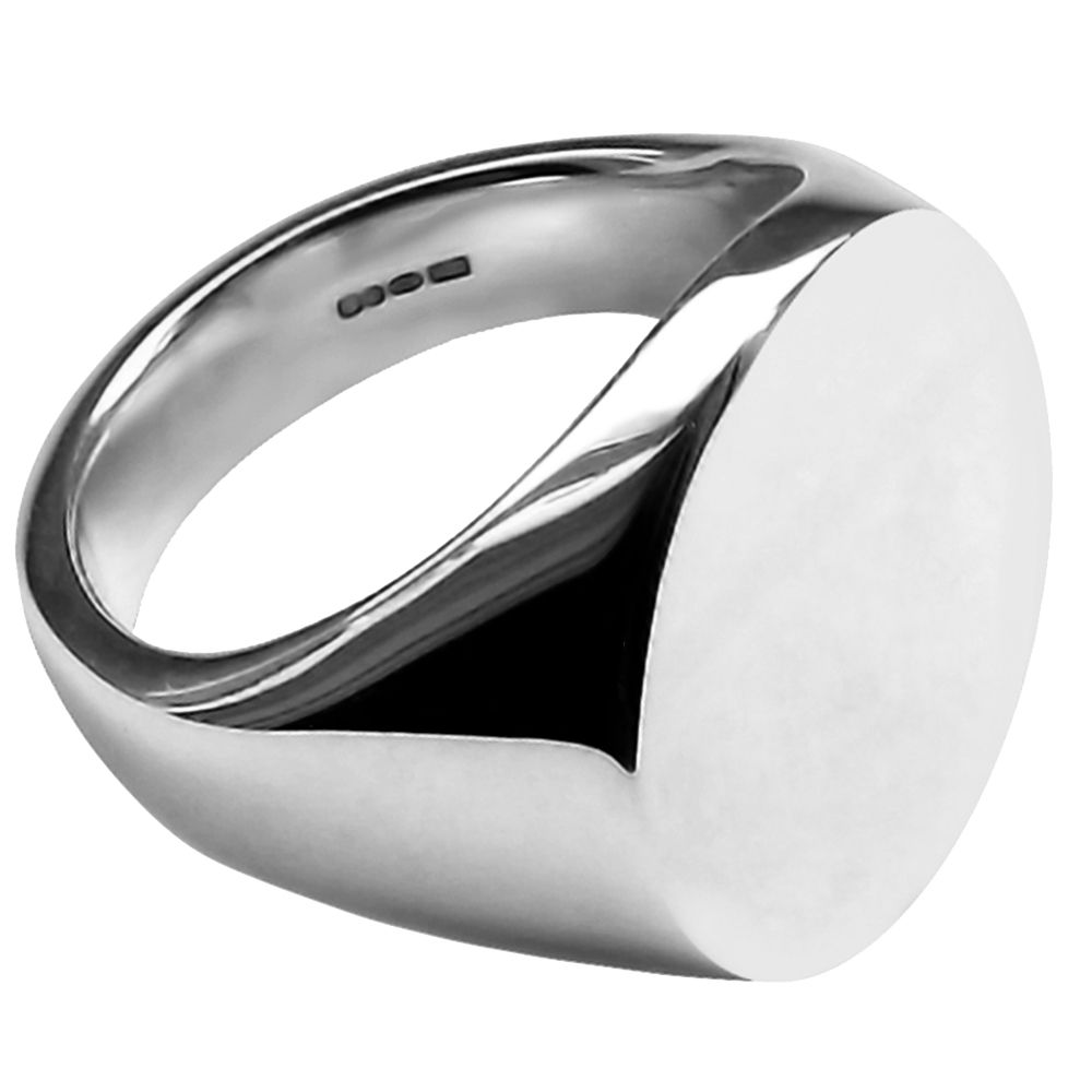 925 Sterling Silver Large Oval Men's Signet Rings 20 x 16 x 3.4mm