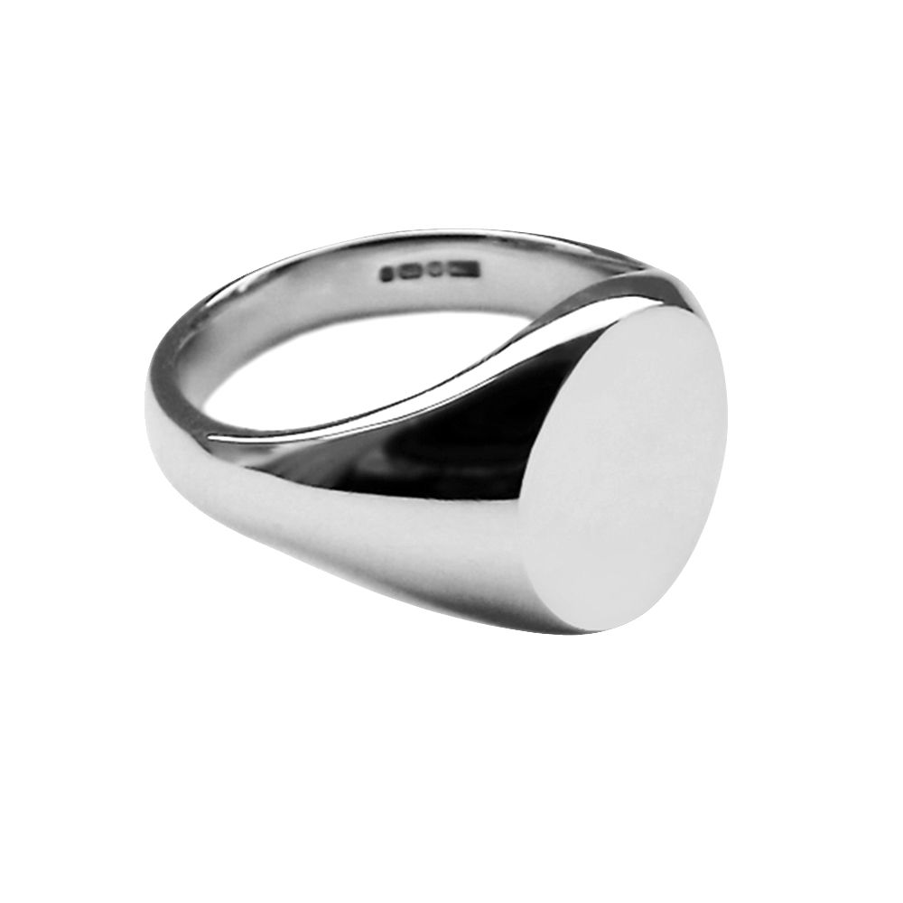 9ct White Gold Oval Signet Rings 11 x 9mm 5.1g