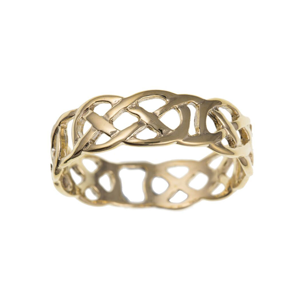 9ct Yellow Gold Celtic Style Ladies Ring 8mm