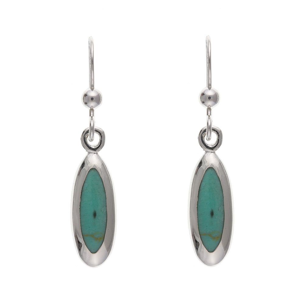 925 Sterling Silver Real Turquoise 29mm Drop Earrings