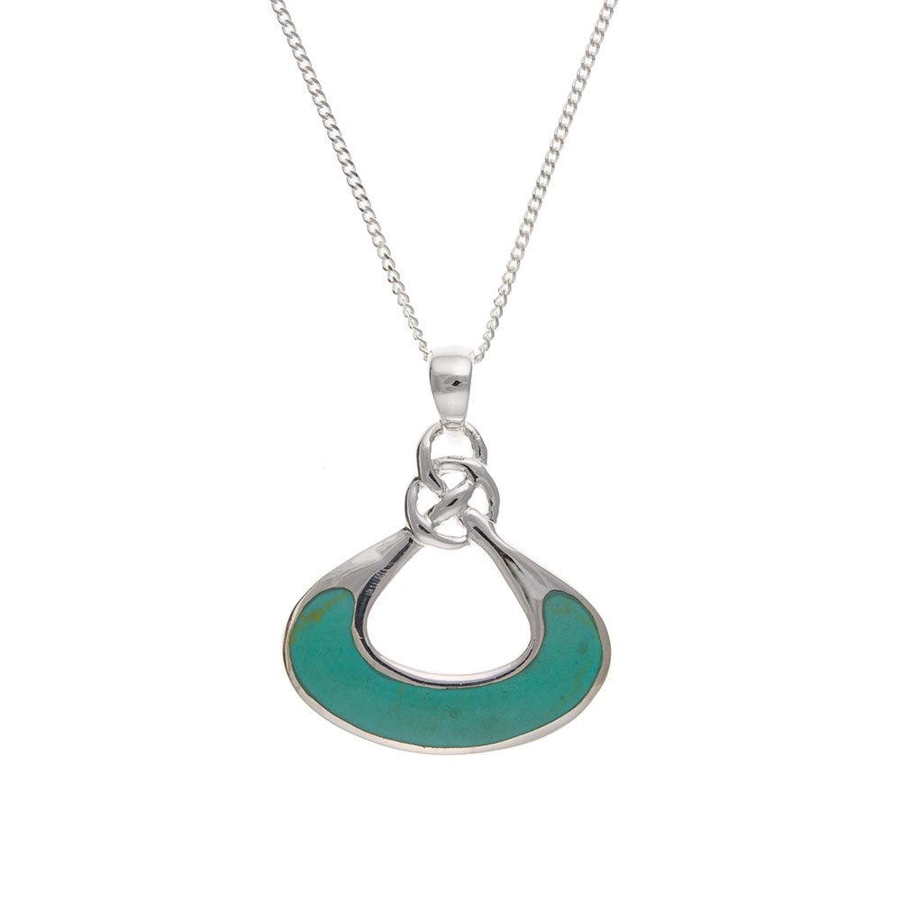 925 Sterling Silver Real Turquoise 28mm Pendant with Chain