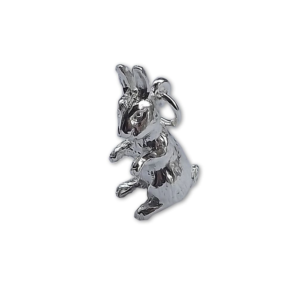 925 Sterling Silver Solid Rabbit Charm