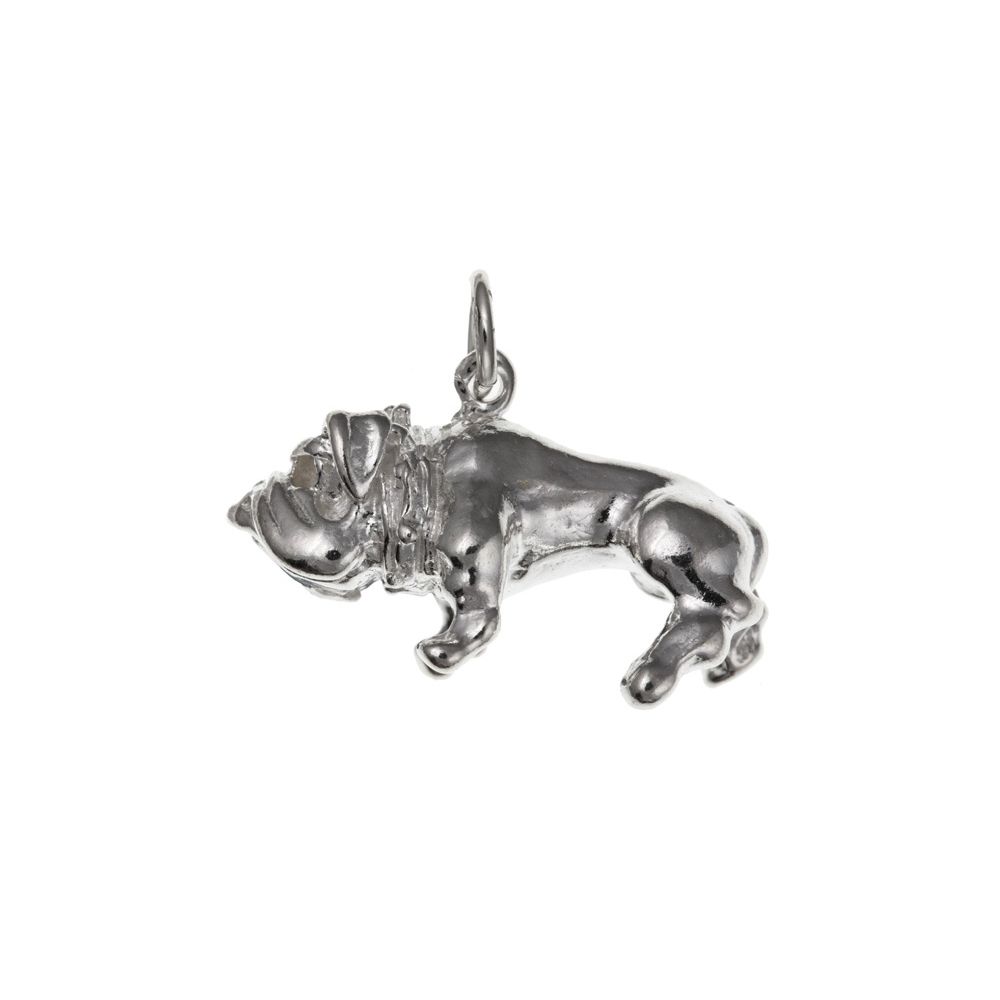 925 Sterling Silver Solid British Bull Dog Heavy Charm