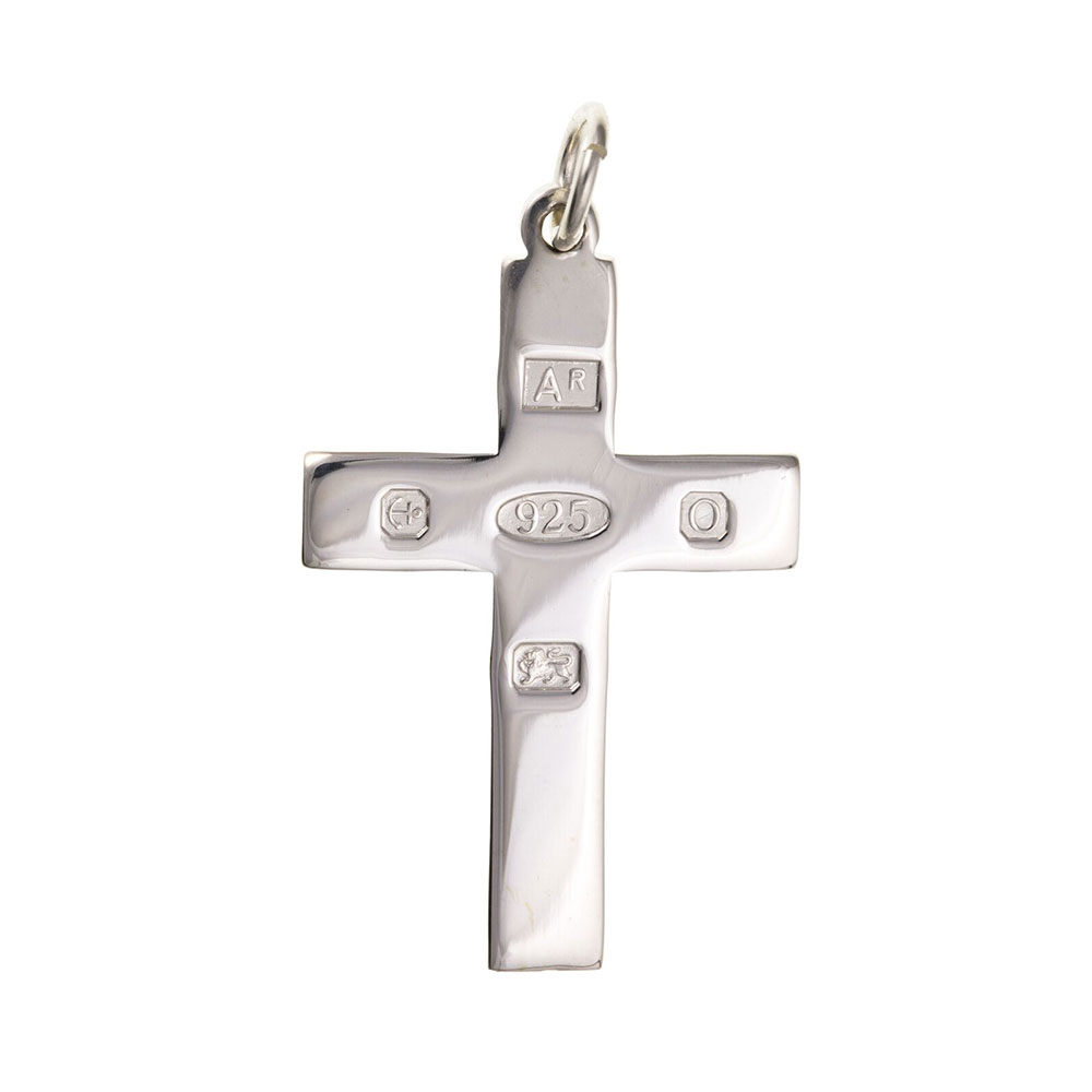 925 Sterling Silver Hallmark Feature Cross 35 x 23mm with Optional Hanging Chain
