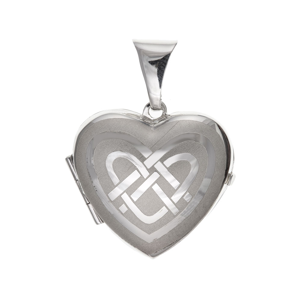 925 Sterling Silver Celtic Heart Patterned Locket 25 x 20mm