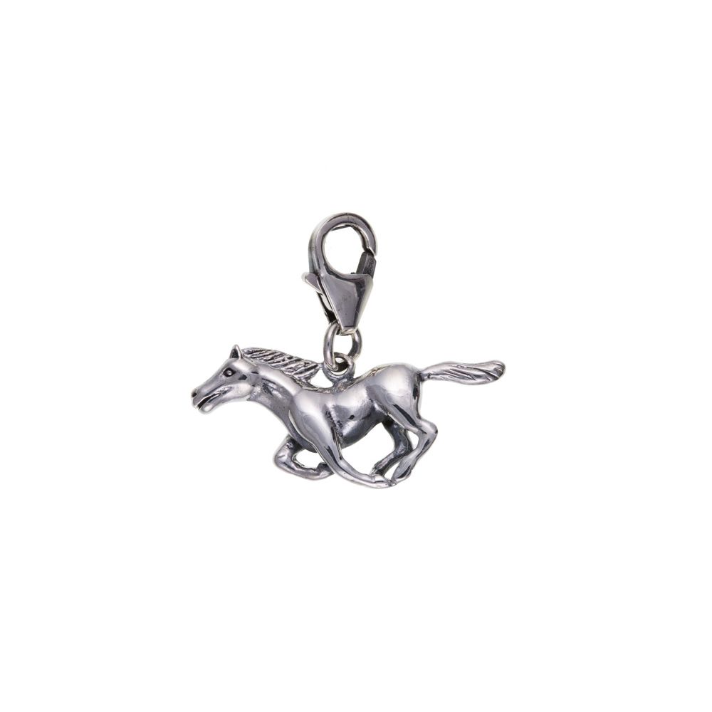 925 Sterling Silver Galloping Horse Charm & Lobster Claw Clasp