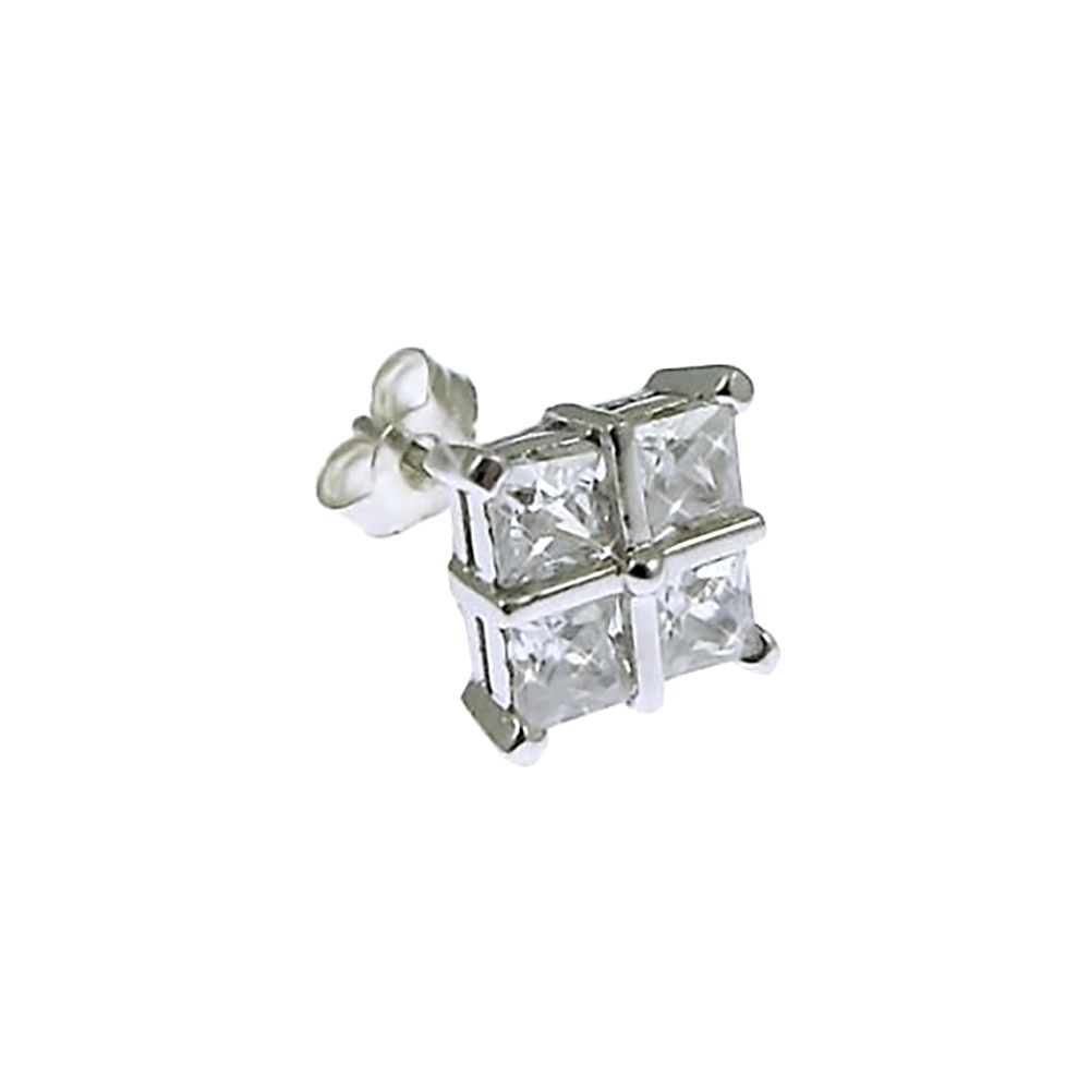9ct White Gold & Four Stone CZ Stud Earring