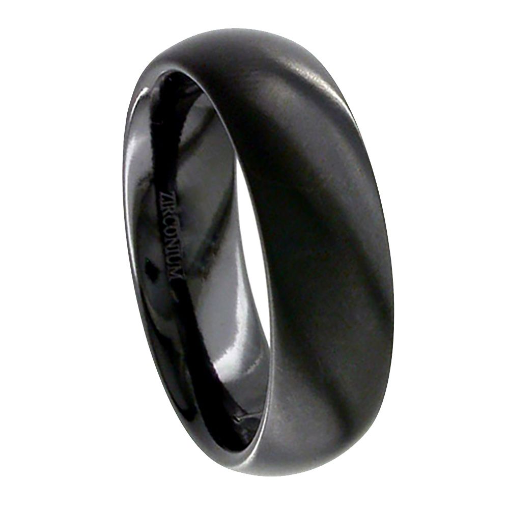 Black Zirconium Court Comfort Shaped Wedding Ring