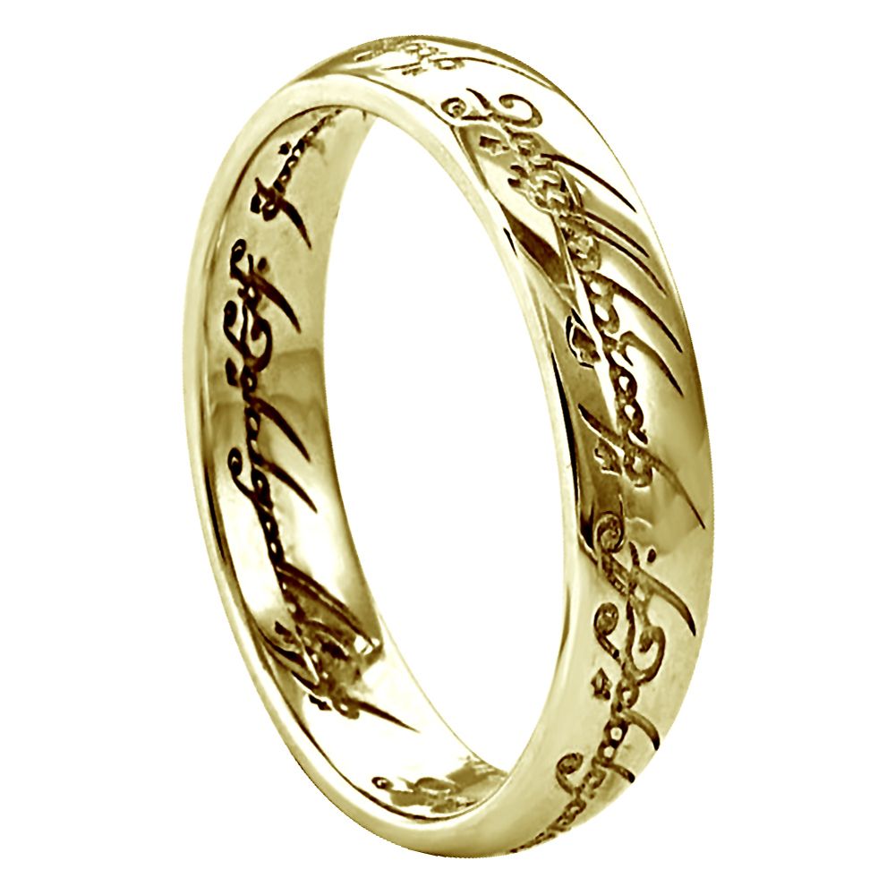 SALE 4mm 9ct Yellow Gold Lord Of The Rings Heavy Court Comfort Wedding Band At Size V