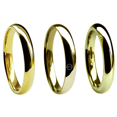 3mm 9ct yellow gold Court Shape Wedding Rings