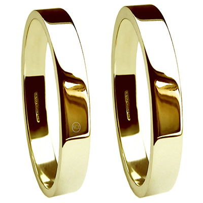 3mm 9ct Yellow Gold Extra Heavy Flat Profile Wedding Rings