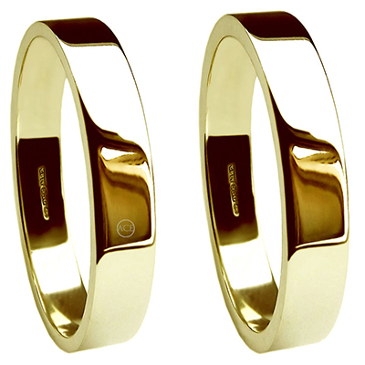 5mm 18ct Yellow Gold Flat Profile Wedding Rings
