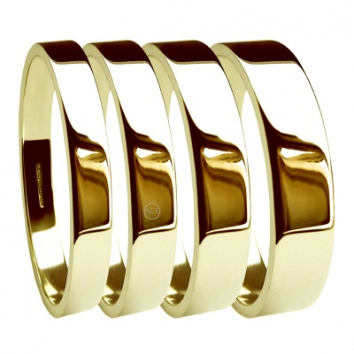18ct Yellow Gold Heavy Flat Profile Wedding Rings