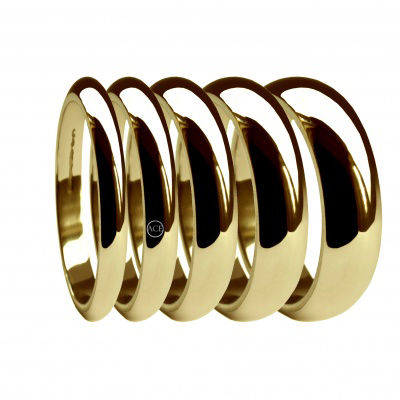Anillos de boda en forma de D de oro de 9 quilates de 2 mm, 3 mm, 4 mm, 5 mm, 6 mm