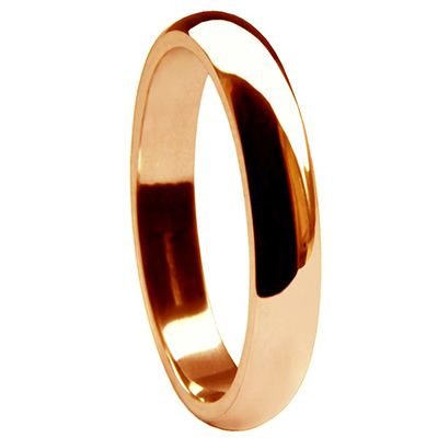 Red Gold D Shape Wedding Rings