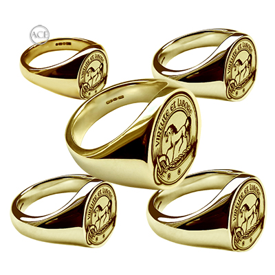 9ct Family Crest Rings solid yellow gold oval signet Rings