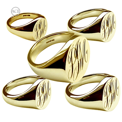 9ct solid yellow gold oval signet Rings