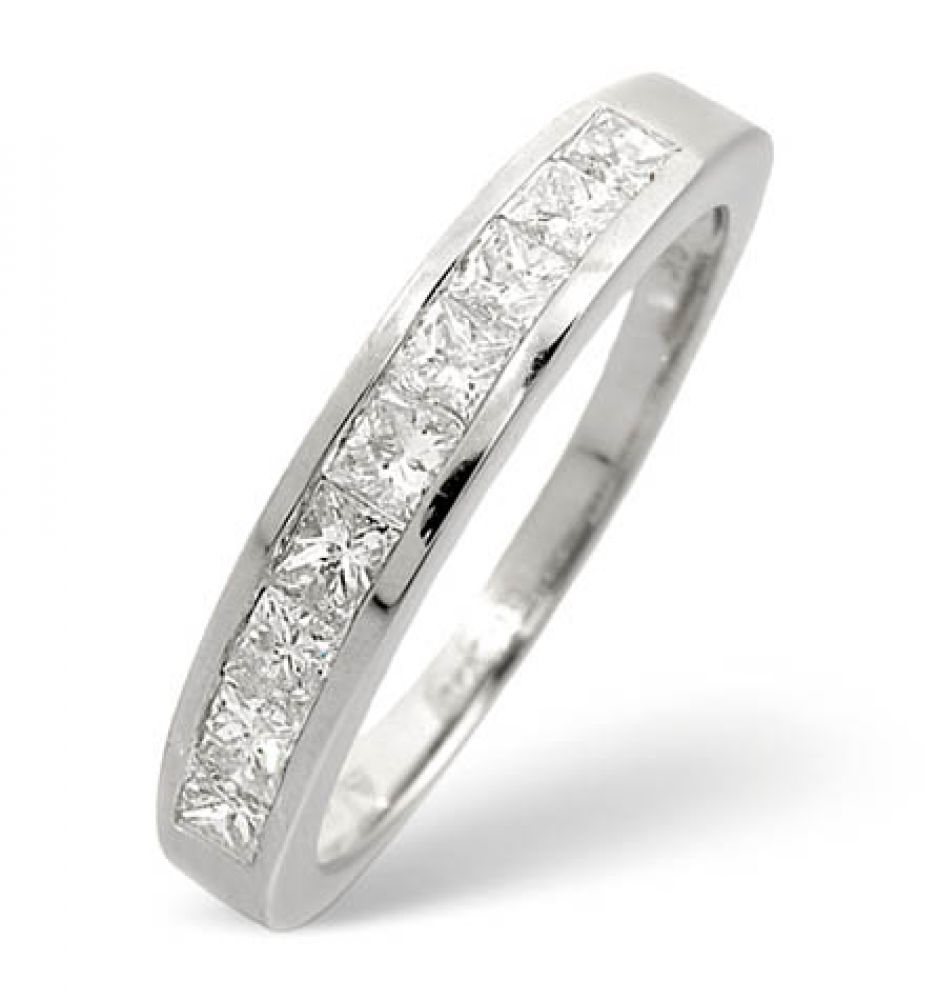 9ct 0.70ct White Gold Half Eternity Princess Diamond Ring