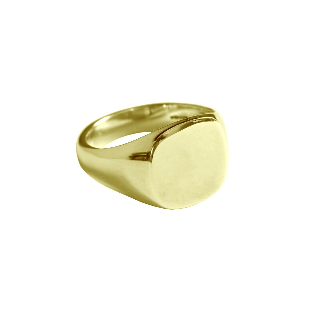 18ct Yellow Gold Cushion shaped Signet Rings 12 x 11mm 11.5g