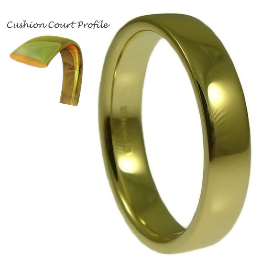 4mm 18ct Yellow Gold Heavy Cushion Court Comfort Wedding Rings Bands