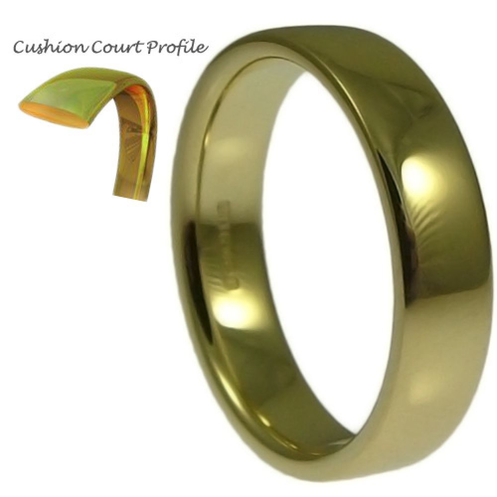 6mm 9ct Yellow Gold Heavy Cushion Court Comfort Wedding Rings Bands