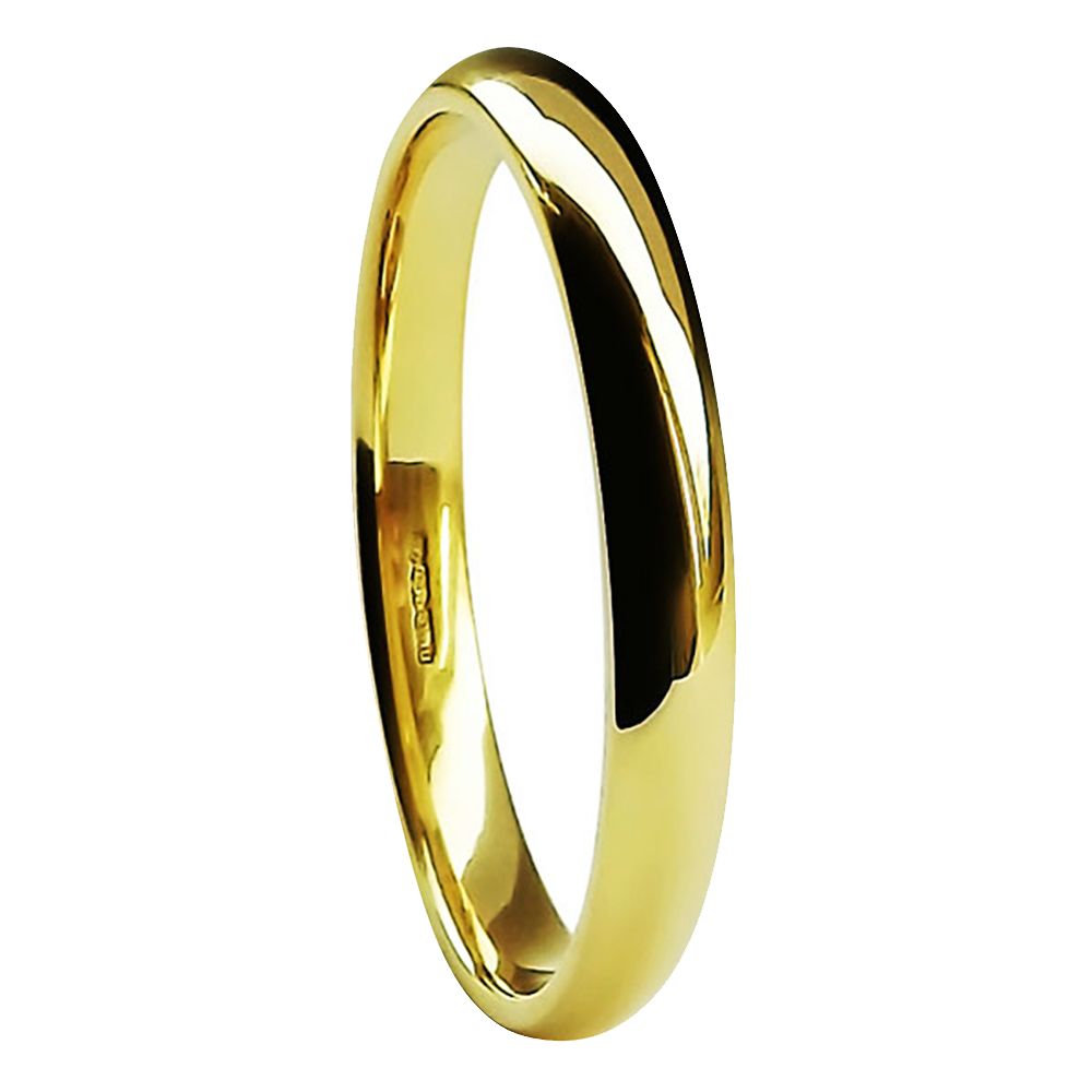 2mm 9ct Yellow Gold Light Court Comfort Wedding Rings Bands