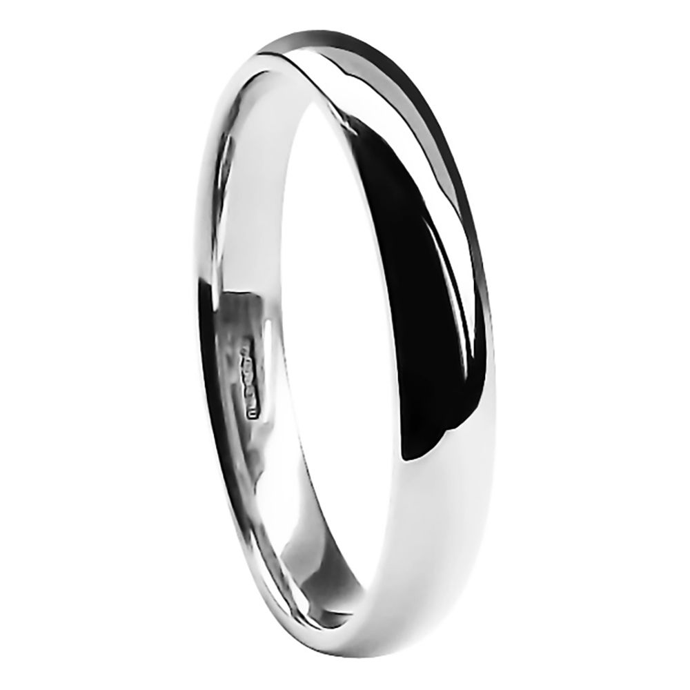 4mm 18ct White Gold Light Court Comfort Wedding Rings Bands