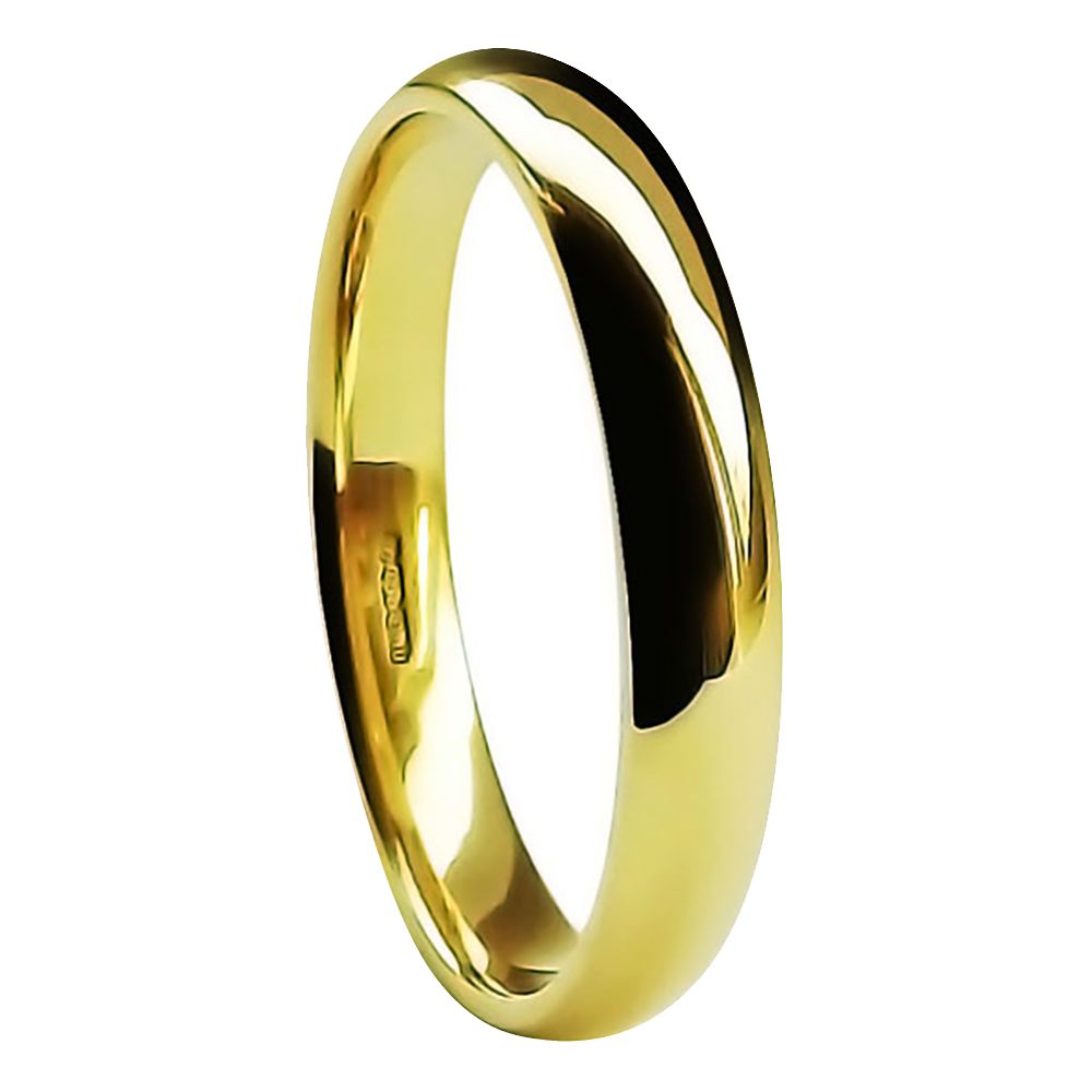 4mm 9ct Yellow Gold Medium Court Comfort Wedding Rings Bands