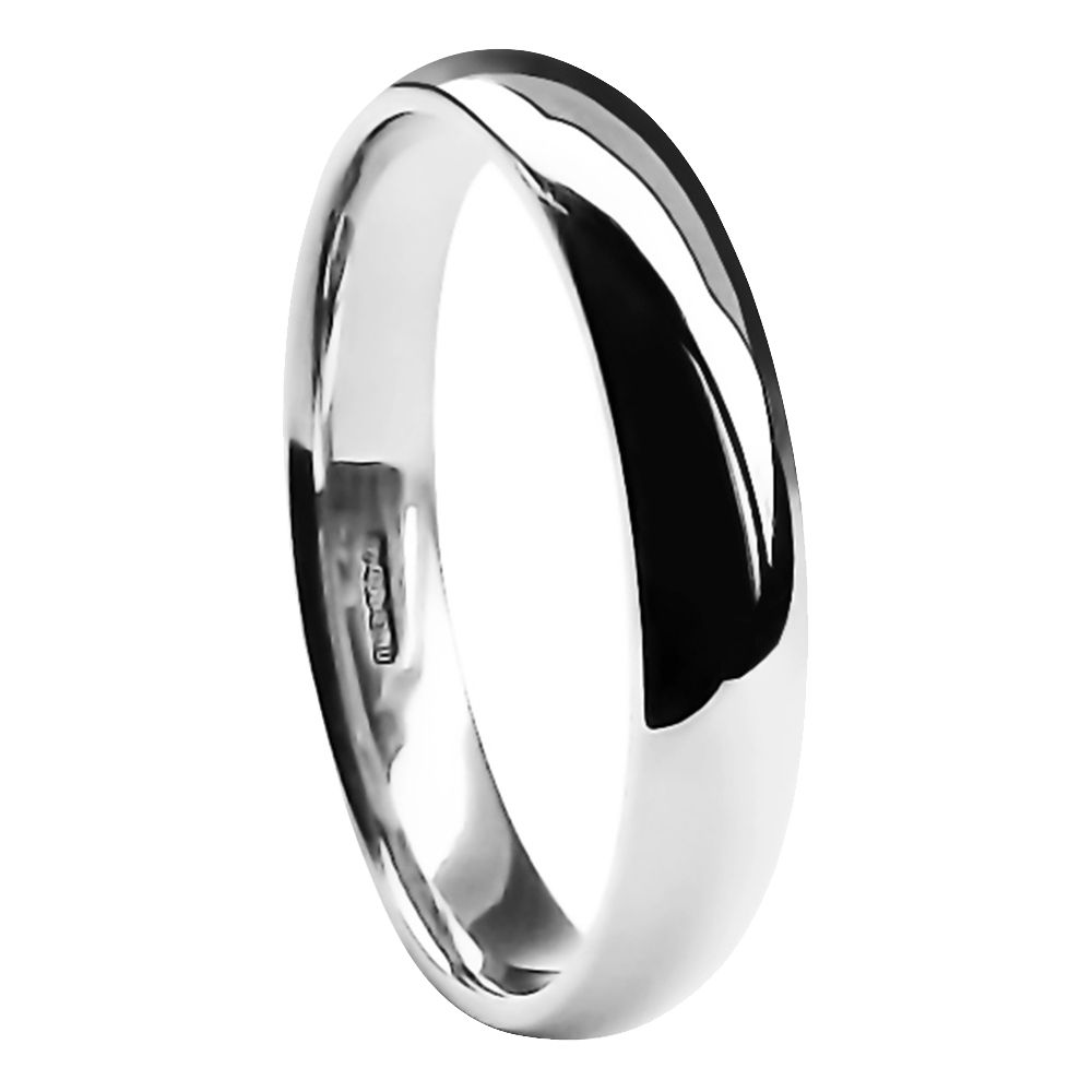 5mm 18ct White Gold Light Court Comfort Wedding Rings Bands
