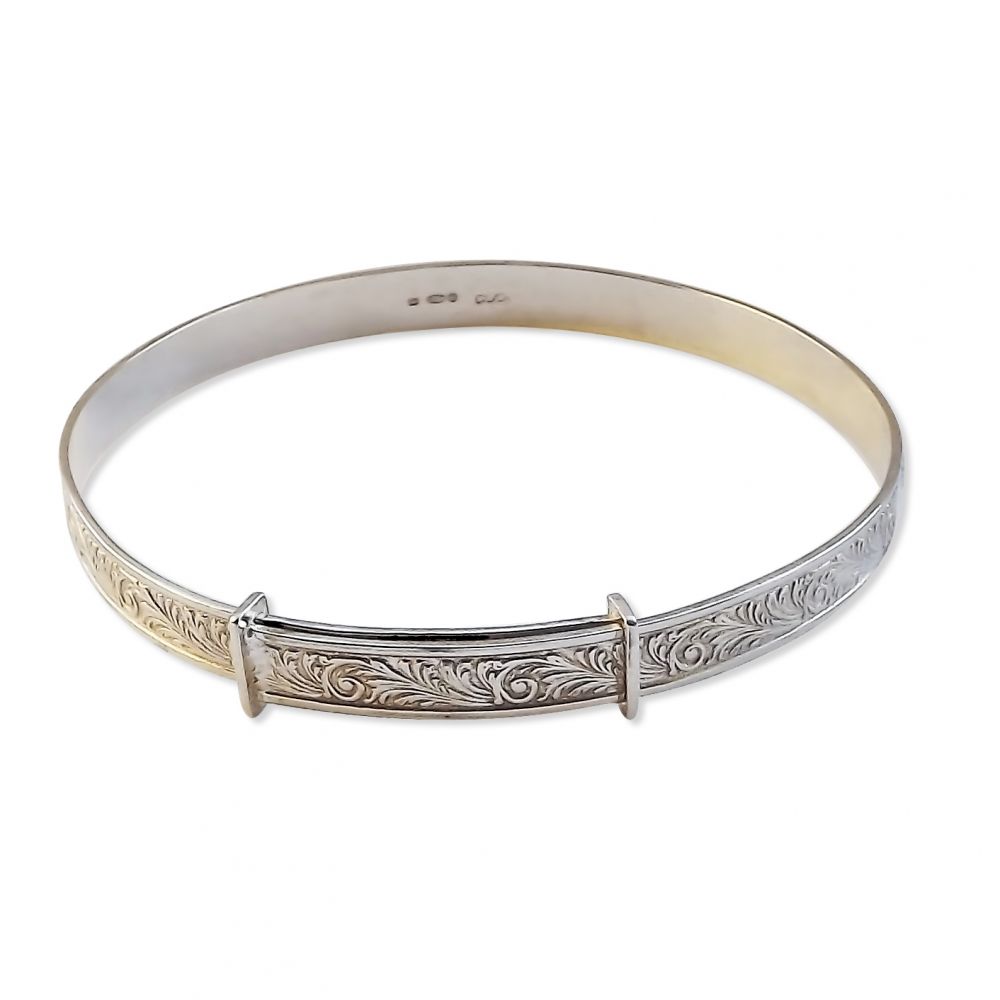 925 Solid Sterling Silver Ladies 6mm Large Extra Large Expanding Bangle UK Made and Hallmarked