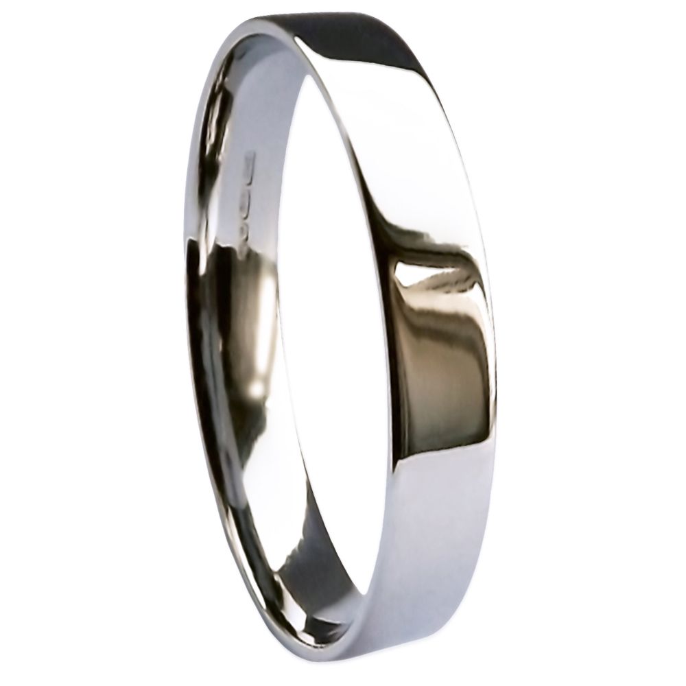 SALE 3mm 950 Palladium Medium Flat Court Profile Wedding Ring At Size S