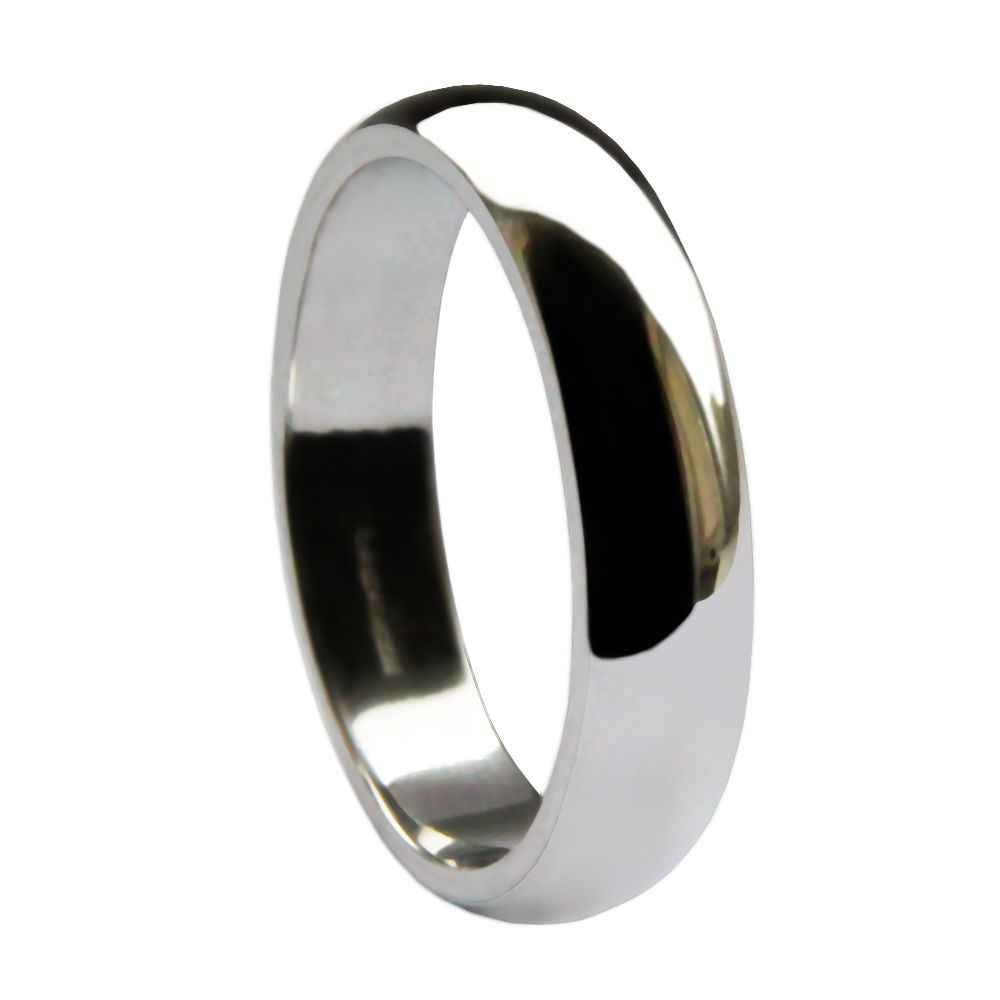 5mm 950 Palladium Heavy D-Shape Wedding Rings Bands