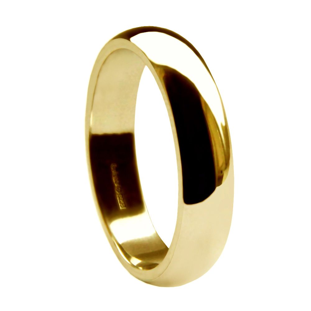 6mm 9ct Yellow Gold Heavy D Shaped Wedding Rings Bands