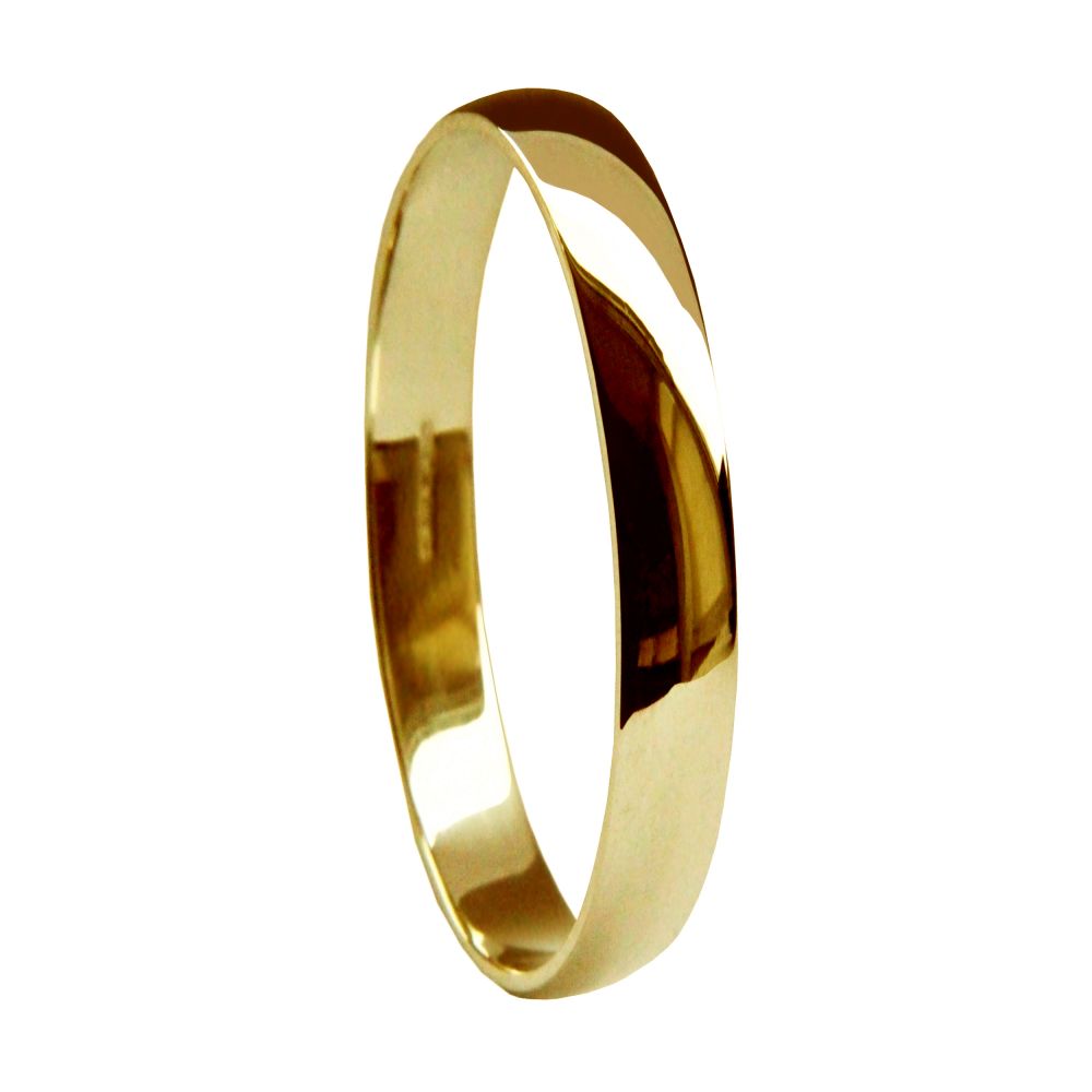 2mm 9ct Yellow Gold Light D Shaped Wedding Rings Bands