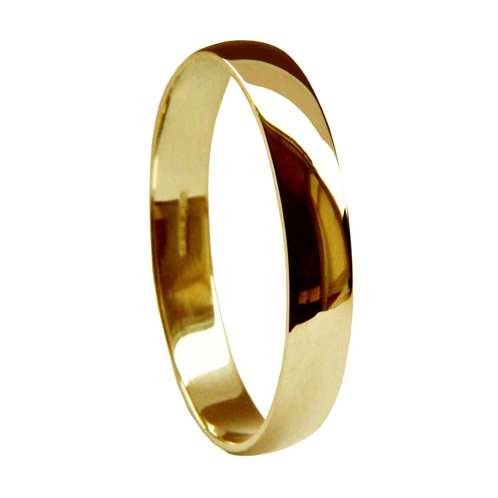 3mm 9ct Yellow Gold Light D Shaped Wedding Rings Bands